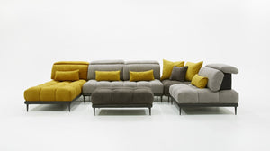 David Ferrari Display - Italian Modern Grey and Yellow Fabric Modular Sectional Sofa