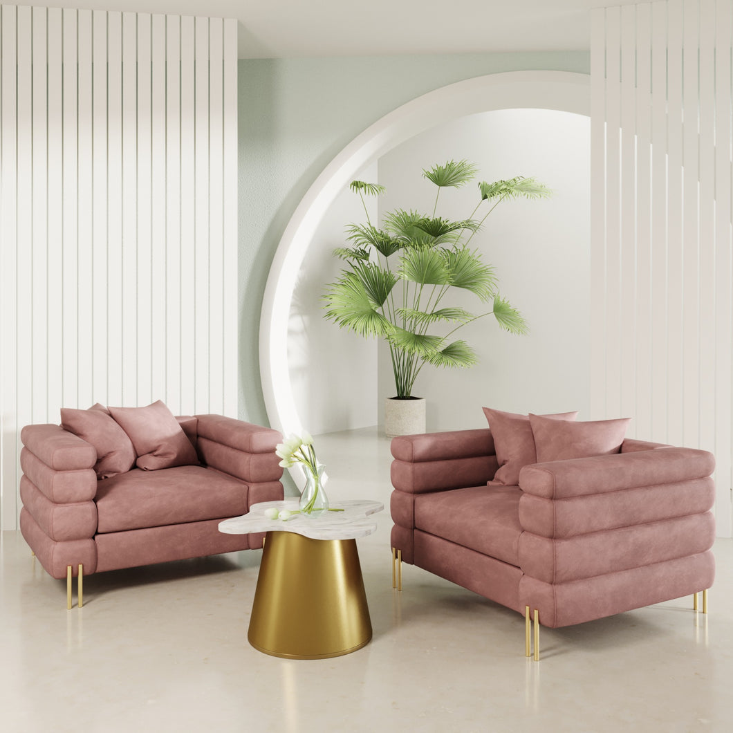 Divani Casa Branson - Pink Velvet Accent Chair