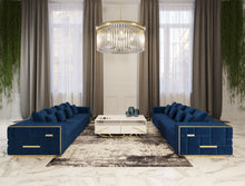 Load image into Gallery viewer, Divani Casa Mobray - Glam Blue &amp; Gold Fabric Sofa
