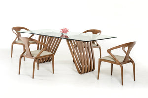 Modrest Draper Contemporary Walnut & Glass Dining Table