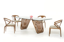 Load image into Gallery viewer, Modrest Draper Contemporary Walnut &amp; Glass Dining Table
