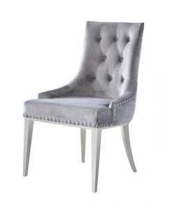Modrest Dumas - Contemporary Grey Velvet & Stainless Steel Dining Chair (Set of 2)