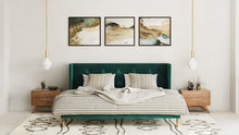 Load image into Gallery viewer, Nova Domus Durango Modern Green Fabric &amp; Walnut Bed
