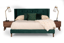 Load image into Gallery viewer, Nova Domus Durango Modern Green Fabric &amp; Walnut Bed
