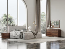 Load image into Gallery viewer, Modrest Dustin - Modern Grey Fabric &amp; Walnut Trimmed Bed
