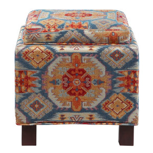 Shelley Square Storage Ottoman with Pillows - Red