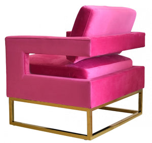 Modrest Edna - Pink Velvet + Gold Accent Chair