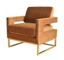 Load image into Gallery viewer, Modrest Edna - Camel Velvet + Gold Accent Chair

