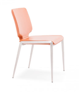 Modrest Eileen - Modern Cognac Eco-Leather Dining Chair (Set of 2)