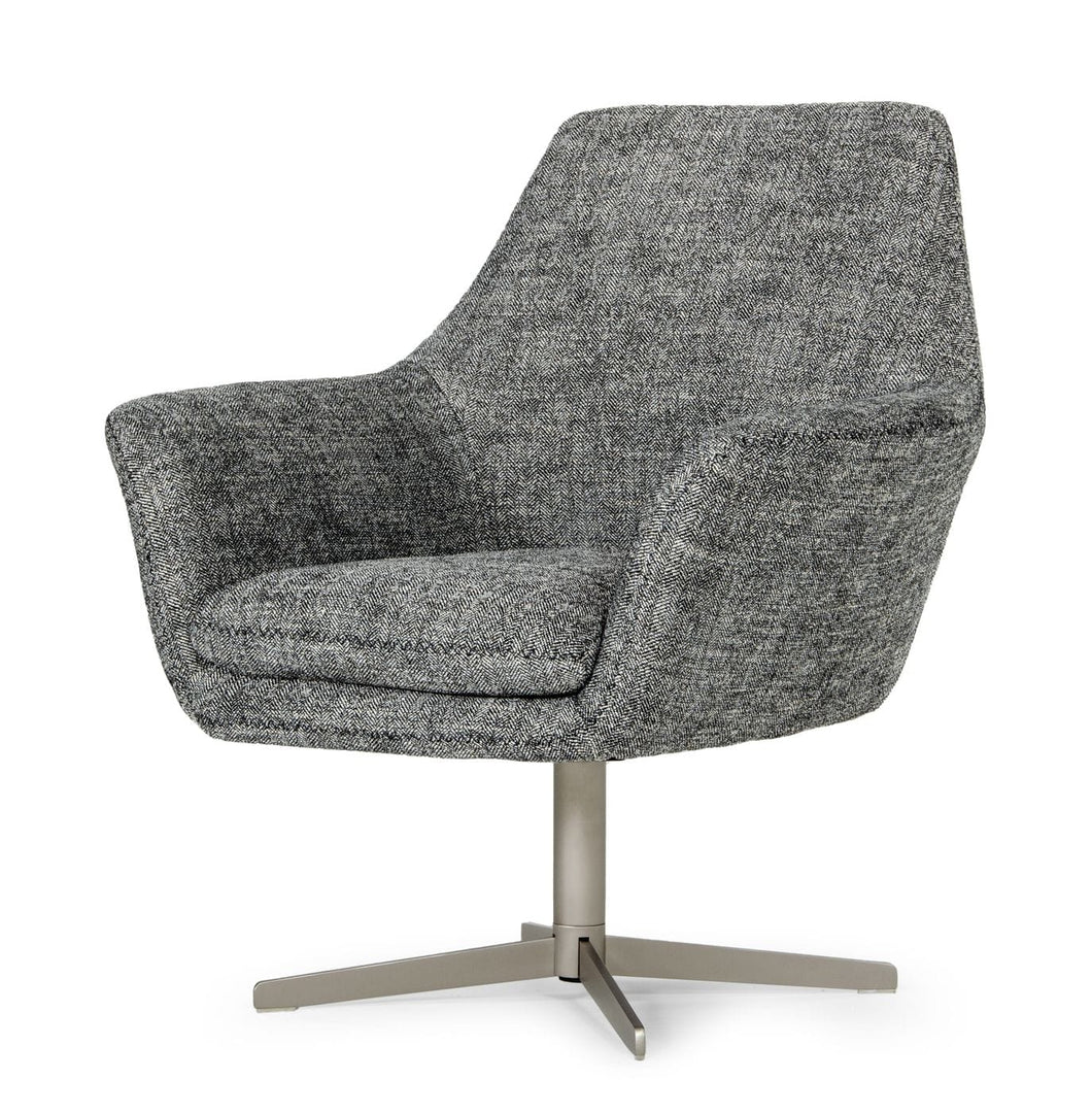 Divani Casa Elvin - Modern Dark Grey Fabric Swivel Lounge Chair