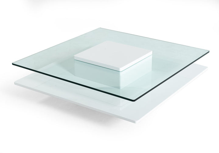 Modrest Emulsion - Modern White Glass Coffee Table