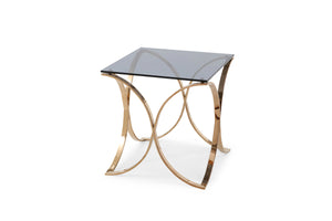 Modrest Reklaw Modern Smoked Glass & Rosegold End Table