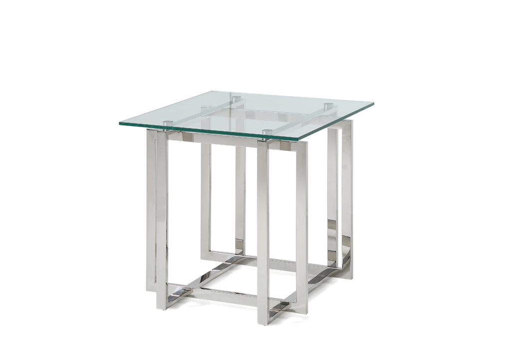 Modrest Valiant Modern Glass & Stainless Steel End Table