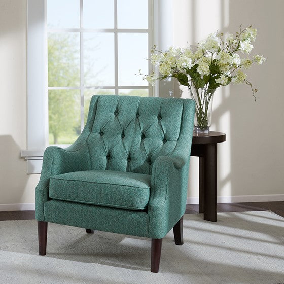 Qwen Button Tufted Accent Chair - Teal
