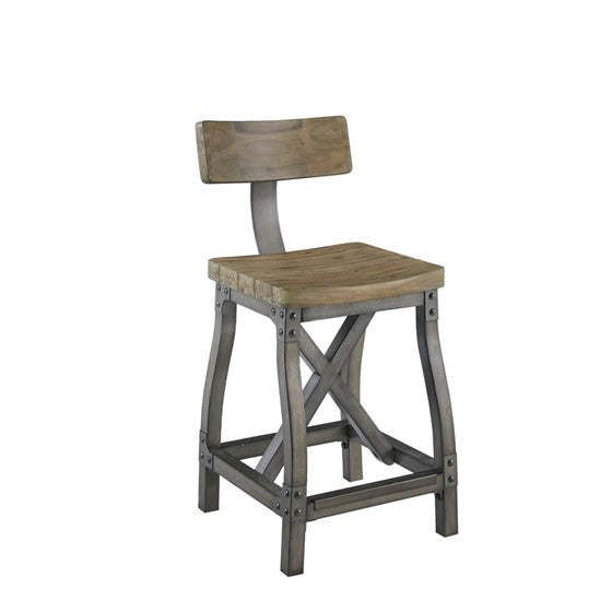 Lancaster Counter Stool with Back - Oak/Silver
