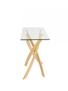 Modrest Pyrite Modern Glass and Gold Console Table