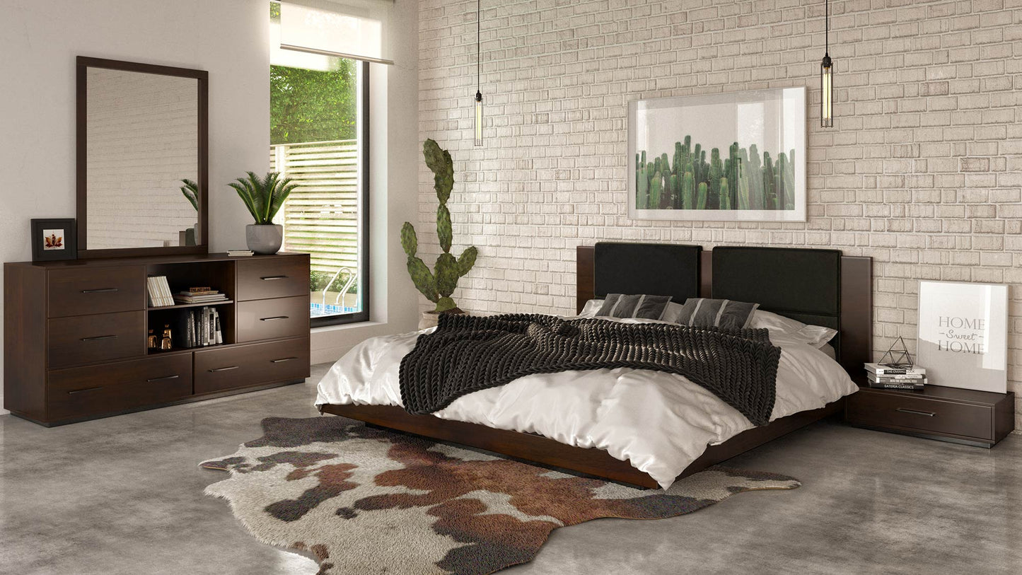 Nova Domus Fantasia - Contemporary Dark Walnut and Dark Grey Bed