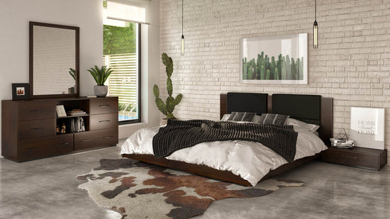 Nova Domus Fantasia - Contemporary Dark Walnut and Dark Grey Bed