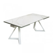 Load image into Gallery viewer, Modrest Farrell - Modern White Ceramic Extendable Dining Table
