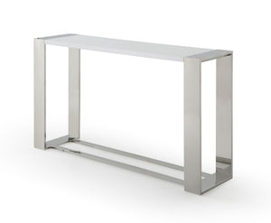 Modrest Fauna - Modern White High Gloss & Stainless Steel Console Table