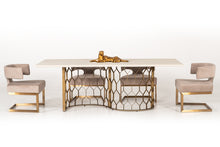 Load image into Gallery viewer, Modrest Faye Modern White Concrete &amp; Antique Brass Dining Table
