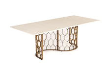 Load image into Gallery viewer, Modrest Faye Modern White Concrete &amp; Antique Brass Dining Table
