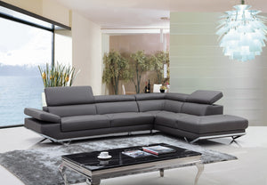 Divani Casa Quebec - Modern Dark Grey Eco-Leather Right Facing Sectional Sofa