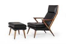 Load image into Gallery viewer, Modrest Fulton Modern Black Lounge Chair &amp; Ottoman
