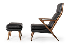 Load image into Gallery viewer, Modrest Fulton Modern Black Lounge Chair &amp; Ottoman
