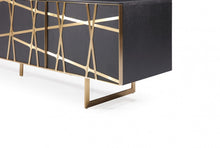 Load image into Gallery viewer, Modrest Kilson - Modern Black Oak &amp; Champagne Gold TV Stand
