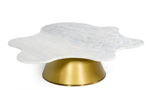 Load image into Gallery viewer, Modrest Gabbro Low - Glam White Marble and Gold Coffee Table
