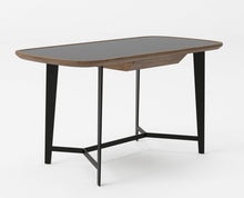 Load image into Gallery viewer, Modrest Girard - Modern Walnut &amp; Black Glass Desk
