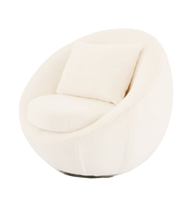 Modrest Gypsum - Modern White Swivel Accent Chair