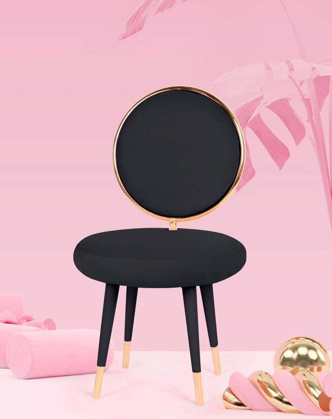 Modrest Haswell - Glam Black Velvet Accent Chair (Set of Two)