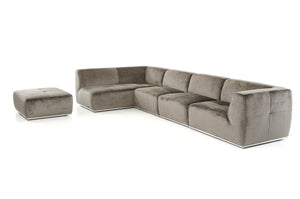 Divani Casa Hawthorn - Modern Grey Fabric Modular Left Facing Sectional Sofa + Ottoman