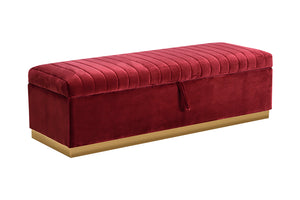 Divani Casa Reyes Modern Red Velvet Bench with Storage