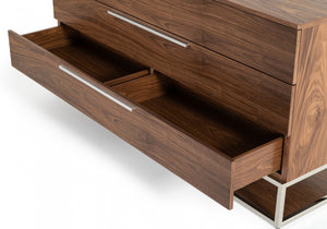 Modrest Heloise - Contemporary Walnut & Stainless Steel Dresser