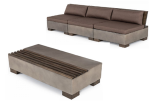 Modrest Delaware - Modern Concrete Sofa Set with Rectangular Coffee Table