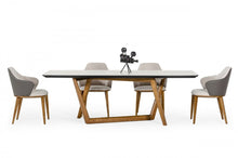 Load image into Gallery viewer, Modrest James - Contemporary Walnut &amp; White Dining Table
