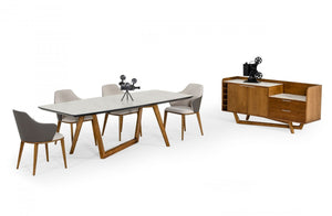 Modrest James - Contemporary Walnut & White Dining Table