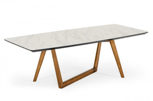 Modrest James - Contemporary Walnut & White Dining Table