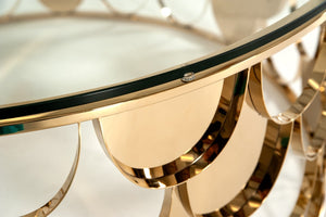 Modrest Javier Modern Glass & Gold Round Coffee Table