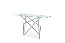 Load image into Gallery viewer, Modrest Hawkins Modern Glass &amp; Stainless Steel Console Table
