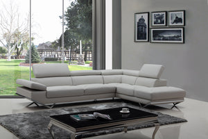 Divani Casa Quebec - Modern Light Grey Eco-Leather Right Facing Sectional Sofa