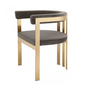 Modrest Kersey - Glam Grey Velvet Accent Chair