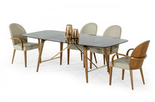 Load image into Gallery viewer, Modrest Kipling - Modern Smoked Glass &amp; Walnut Large Dining Table
