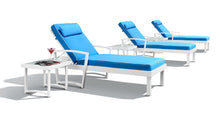 Load image into Gallery viewer, Renava Tampa Outdoor Blue &amp; White Sun Bed &amp; End Table Set
