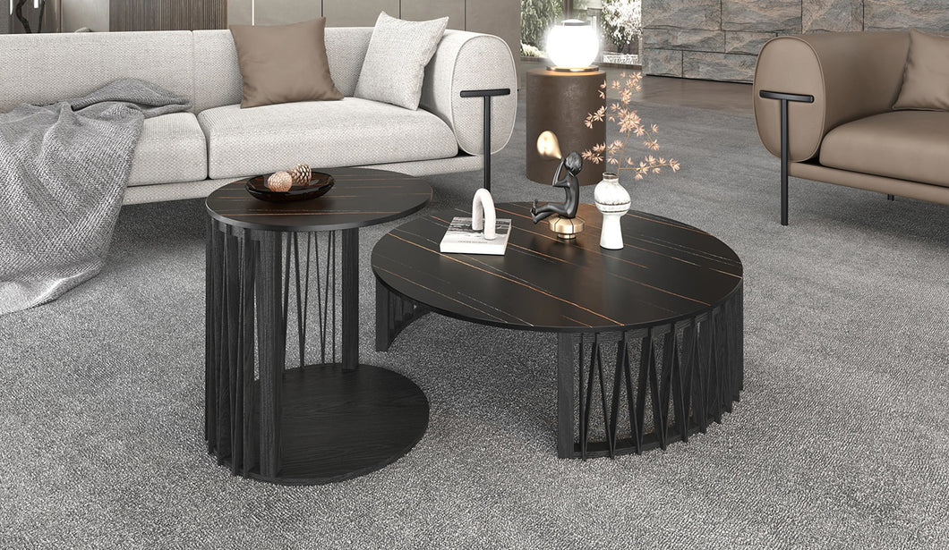 Modrest Larimer - Modern Round Coffee Table Set