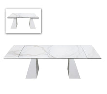 Load image into Gallery viewer, Modrest Latrobe - Modern White Ceramic Quartz 118&quot; Extendable Dining Table
