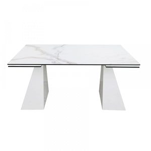 Modrest Latrobe - Modern White Ceramic Quartz 118" Extendable Dining Table